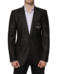 Dolce & Gabbana Blazer Brown Green Bee Wool Jacket Coat - IT48 | M - Sport Jackets