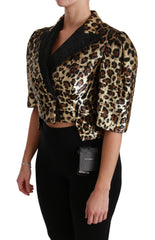 Dolce & Gabbana Blazer Gold Leopard Sequined Jacket - Coats & Jackets