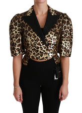 Dolce & Gabbana Blazer Gold Leopard Sequined Jacket - Coats & Jackets