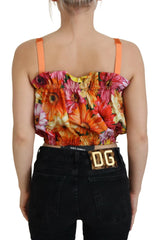Dolce & Gabbana Blouse Cropped Floral Cotton Tank Top - IT40|S - Tank Tops