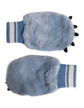 Dolce & Gabbana Blue Acrylic Knitted Fur Wrist Mitten Gloves - One Size