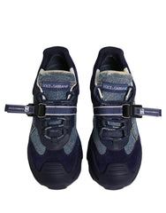 Dolce & Gabbana Blue Airmaster Panelled Low Top Denim Sneakers Shoes - EU44/US11