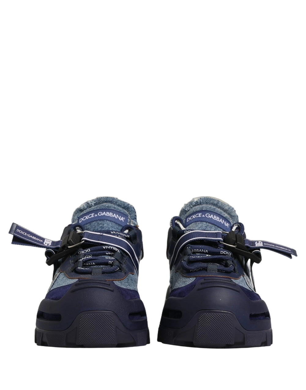 Dolce & Gabbana Blue Airmaster Panelled Low Top Denim Sneakers Shoes - EU44/US11