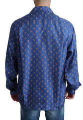 Dolce & Gabbana Blue Beach Chair Umbrella Print Silk Shirt - Shirts