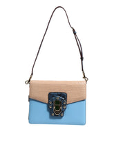 Dolce & Gabbana Blue Beige Exotic Leather LUCIA Crossbody Bag - Cross Body Bags