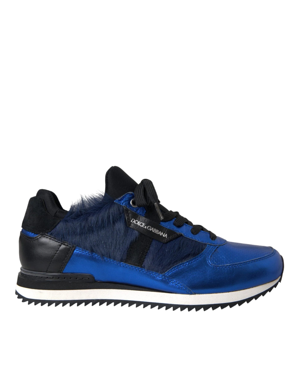 Dolce & Gabbana Blue Black Calf Hair Leather Sneakers Shoes - Sneakers