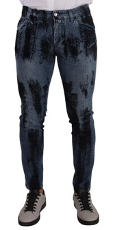 Dolce & Gabbana Blue Black Cotton Skinny Denim Jeans - IT48 | M - Jeans