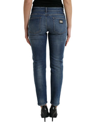 Dolce & Gabbana Blue BOYFRIEND Mid Waist Cotton Denim Jeans - IT40|S - Jeans
