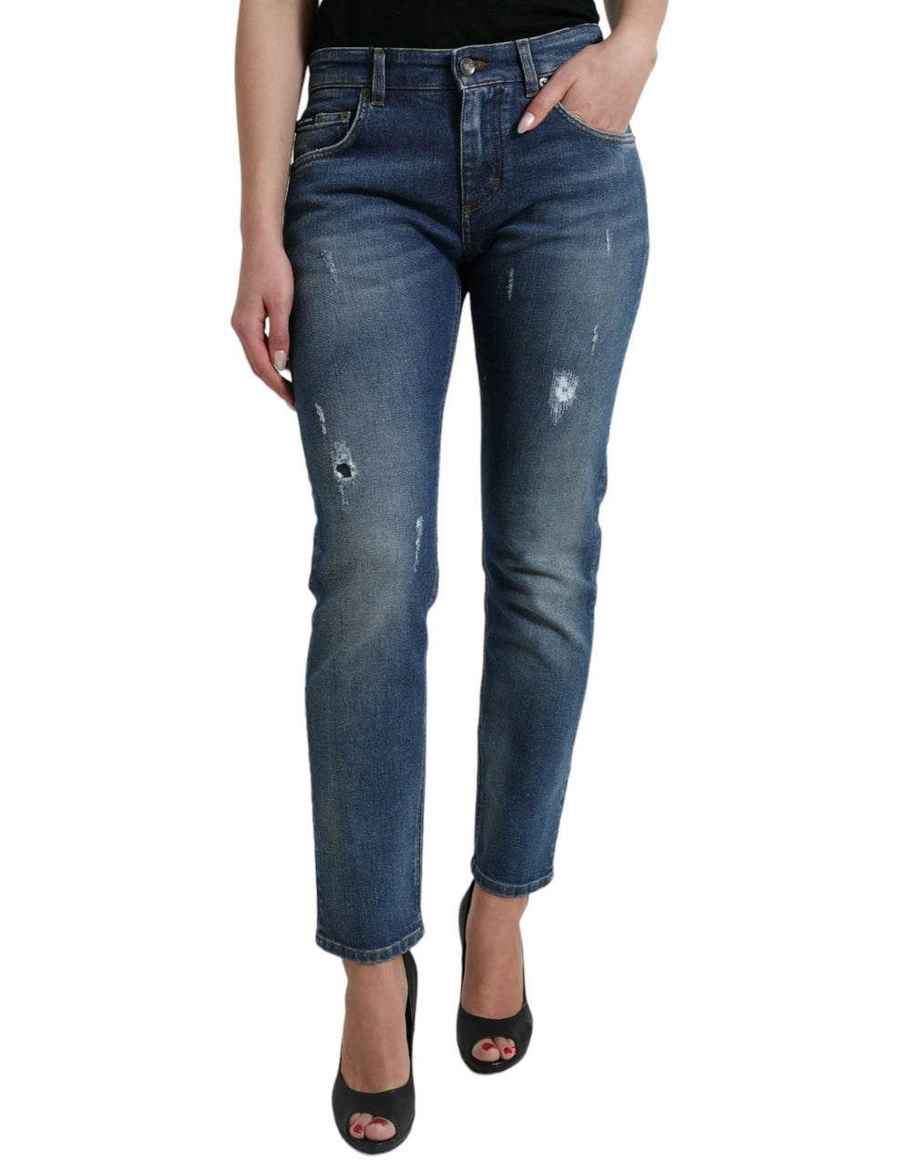 Dolce & Gabbana Blue BOYFRIEND Mid Waist Cotton Denim Jeans - IT40|S - Jeans