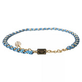 Dolce & Gabbana Blue Braided Gold Brass Chain Waist Belt - 80 cm / 32 Inches - Belts