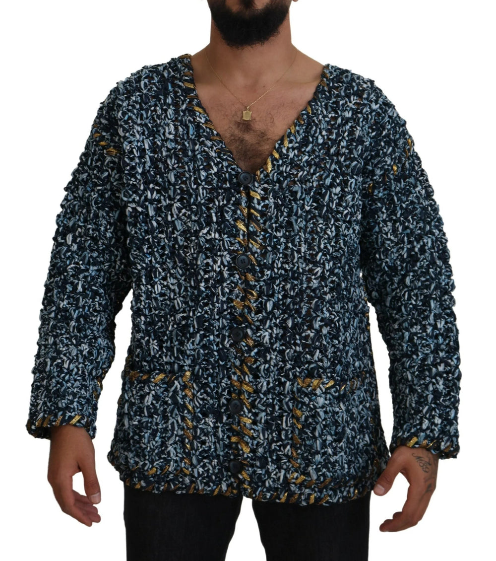 Dolce & Gabbana Blue Button Cardigan Fatto A Mano Sweater - Cardigans