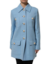 Dolce & Gabbana Blue Buttoned Down Trench Coat Jacket - Trench Coats
