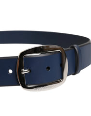 Dolce & Gabbana Blue Calf Leather Classic Metal Buckle Belt - 115 cm / 46 Inches - Belts
