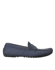 Dolce & Gabbana Blue Calf Leather Slip On Moccasin Shoes - Flats