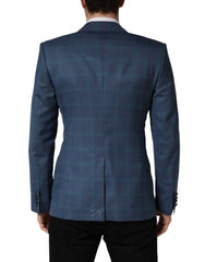Dolce & Gabbana Blue Checked Double Breasted Men Suit Jacket - IT50 | L