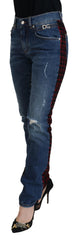 Dolce & Gabbana Blue Checkered Back Skinny Denim Jeans - Jeans