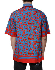 Dolce & Gabbana Blue Cherry Cotton Collared Men Polo T-shirt - IT48 | M - Polos