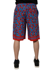 Dolce & Gabbana Blue Cherry Print Cotton Men Bermuda Shorts - IT48 | M - Bermudas