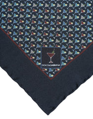 Dolce & Gabbana Blue Cocktail Silk Square Foulard Scarf - Scarves & Shawls