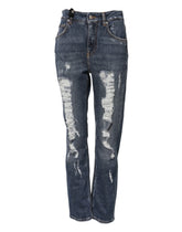 Dolce & Gabbana Blue Cotton Boyfriend Tattered Denim Jeans - IT38 | XS - Jeans