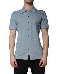 Dolce & Gabbana Blue Cotton Button Down Casual Men Polo Shirt - IT46 | S - Shirts