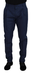 Dolce & Gabbana Blue Cotton Chino Formal Pants - Chinos