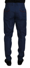 Dolce & Gabbana Blue Cotton Chino Formal Pants - Chinos