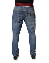 Dolce & Gabbana Blue Cotton Drawstring Straight Denim Jeans