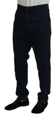 Dolce & Gabbana Blue Cotton Dress Formal Men Pants - IT52 | L - Chinos