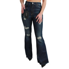 Dolce & Gabbana Blue Cotton Flared Jeans - IT38