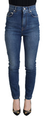 Dolce & Gabbana Blue Cotton High Waist Skinny Denim Jeans - IT40|S - Jeans