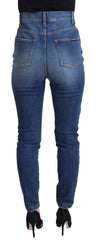 Dolce & Gabbana Blue Cotton High Waist Skinny Denim Jeans - IT40|S - Jeans