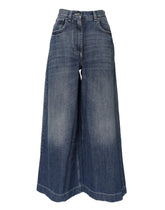 Dolce & Gabbana Blue Cotton High Waist Wide Leg Denim Jeans - IT36|XXS