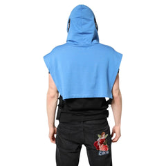 Dolce & Gabbana Blue Cotton Hooded Men Sportswear One Size Vest - One Size - Hoodies