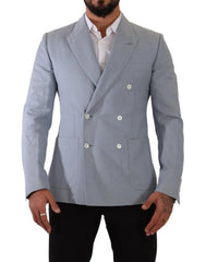 Dolce & Gabbana Blue Cotton Linen Slim Fit Jacket Coat Blazer - IT50 | L - Sport Jackets