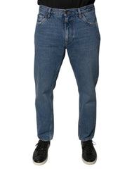 Dolce & Gabbana Blue Cotton Logo Men Loose Denim Jeans - IT48 | M - Jeans