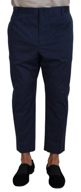 Dolce & Gabbana Blue Cotton Men Cropped Pants - IT60 | 3XL - Trousers