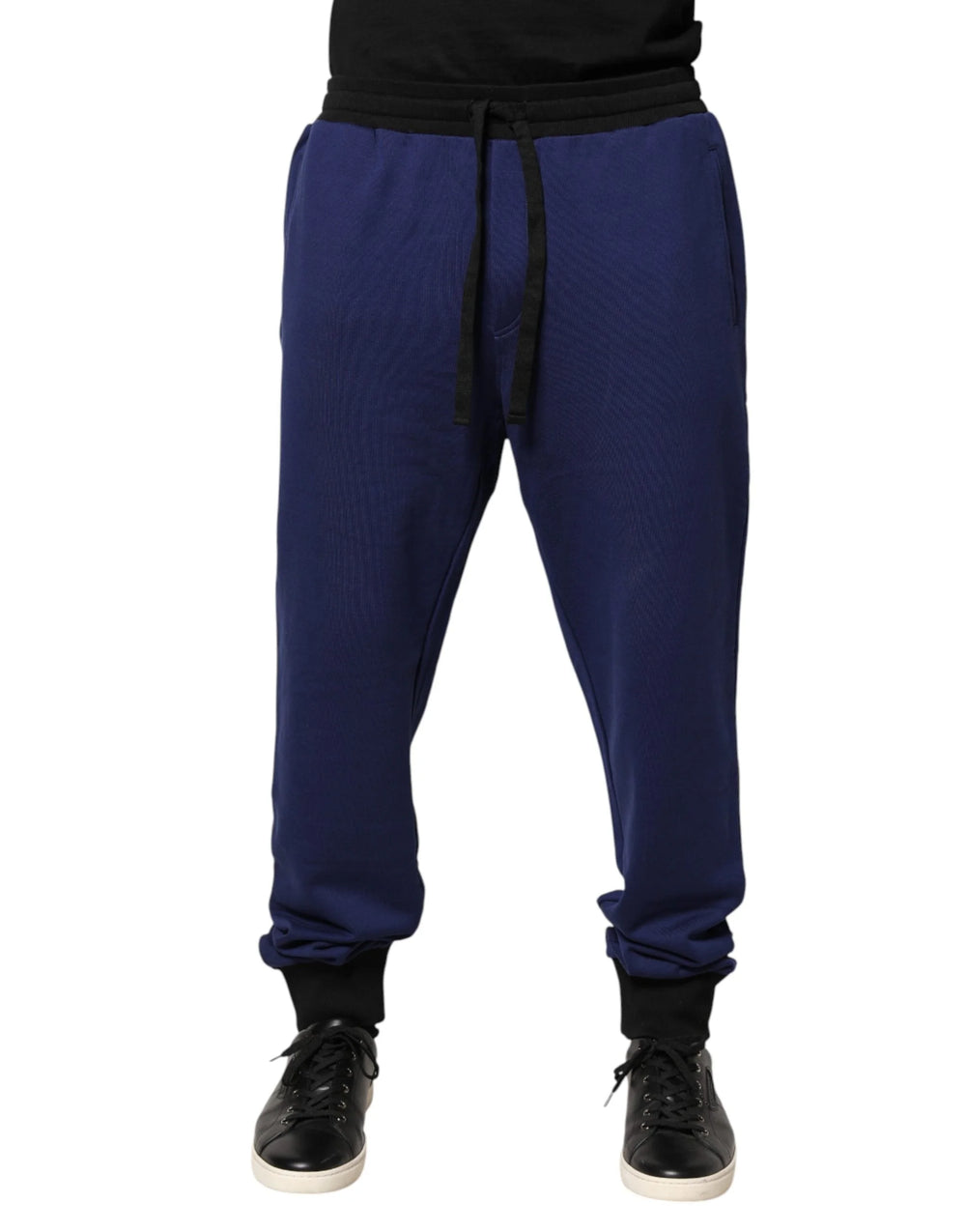 Dolce & Gabbana Blue Cotton Mid Waist Jogger Trousers Pants - IT56 | XXL