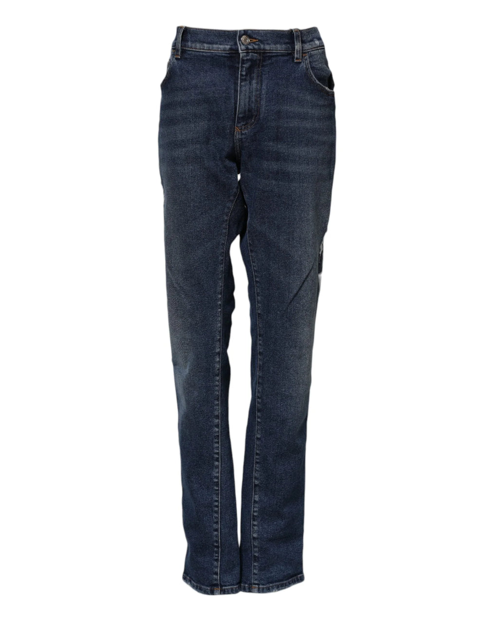Dolce & Gabbana Blue Cotton Mid Waisted Straight Denim Jeans - IT56 | XXL - Jeans