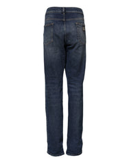 Dolce & Gabbana Blue Cotton Mid Waisted Straight Denim Jeans - IT56 | XXL - Jeans
