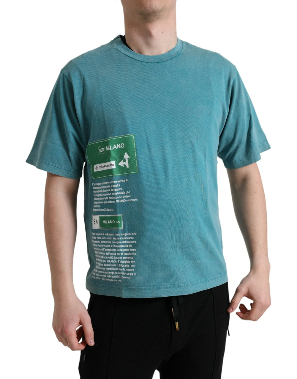 Dolce & Gabbana Blue Cotton Milano Street Round Neck T-shirt - T-Shirts