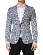 Dolce & Gabbana Blue Cotton Patterned Single Breasted Blazer - IT46 | S