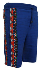 Dolce & Gabbana Blue Cotton Printed Bermuda Trousers Shorts - IT44 | XS
