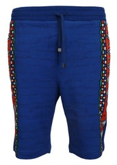 Dolce & Gabbana Blue Cotton Printed Bermuda Trousers Shorts - IT44 | XS