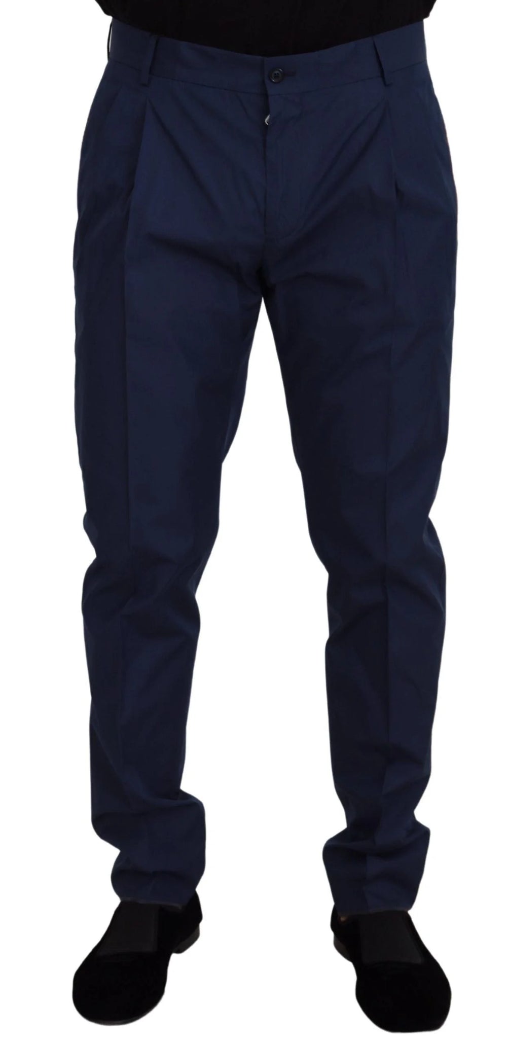 Dolce & Gabbana Blue Cotton Silk Trousers Chinos Pants - IT52 | L - Chinos