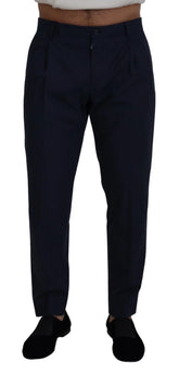 Dolce & Gabbana Blue Cotton Slim Trousers Chinos Pants - Chinos