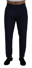 Dolce & Gabbana Blue Cotton Slim Trousers Chinos Pants - Chinos