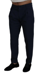 Dolce & Gabbana Blue Cotton Slim Trousers Chinos Pants - Chinos