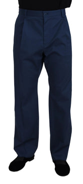 Dolce & Gabbana Blue Cotton Straight Fit Pants - IT50 | L - Trousers
