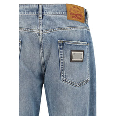 Dolce & Gabbana Blue Cotton Straight-Leg Jeans - IT50 | L
